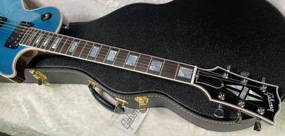 NEW! Gibson Les Paul Custom Axcess - One Of A Kind - ABSOLUTELY KILLER Flame Underneath Ice Blue Sparkle Finish! Only 7.5 lbs - Stinger Headstock - Authorized Dealer - G07381