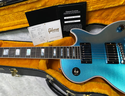NEW! Gibson Les Paul Custom Axcess - One Of A Kind - ABSOLUTELY KILLER Flame Underneath Ice Blue Sparkle Finish! Only 7.5 lbs - Stinger Headstock - Authorized Dealer - G07381