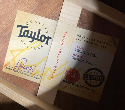 NEW! Taylor Custom 724ce Acoustic-Electric Guitar - Natural Gloss - AAAAA Hand Picked Koa - WOW! Authorized Dealer - G06770