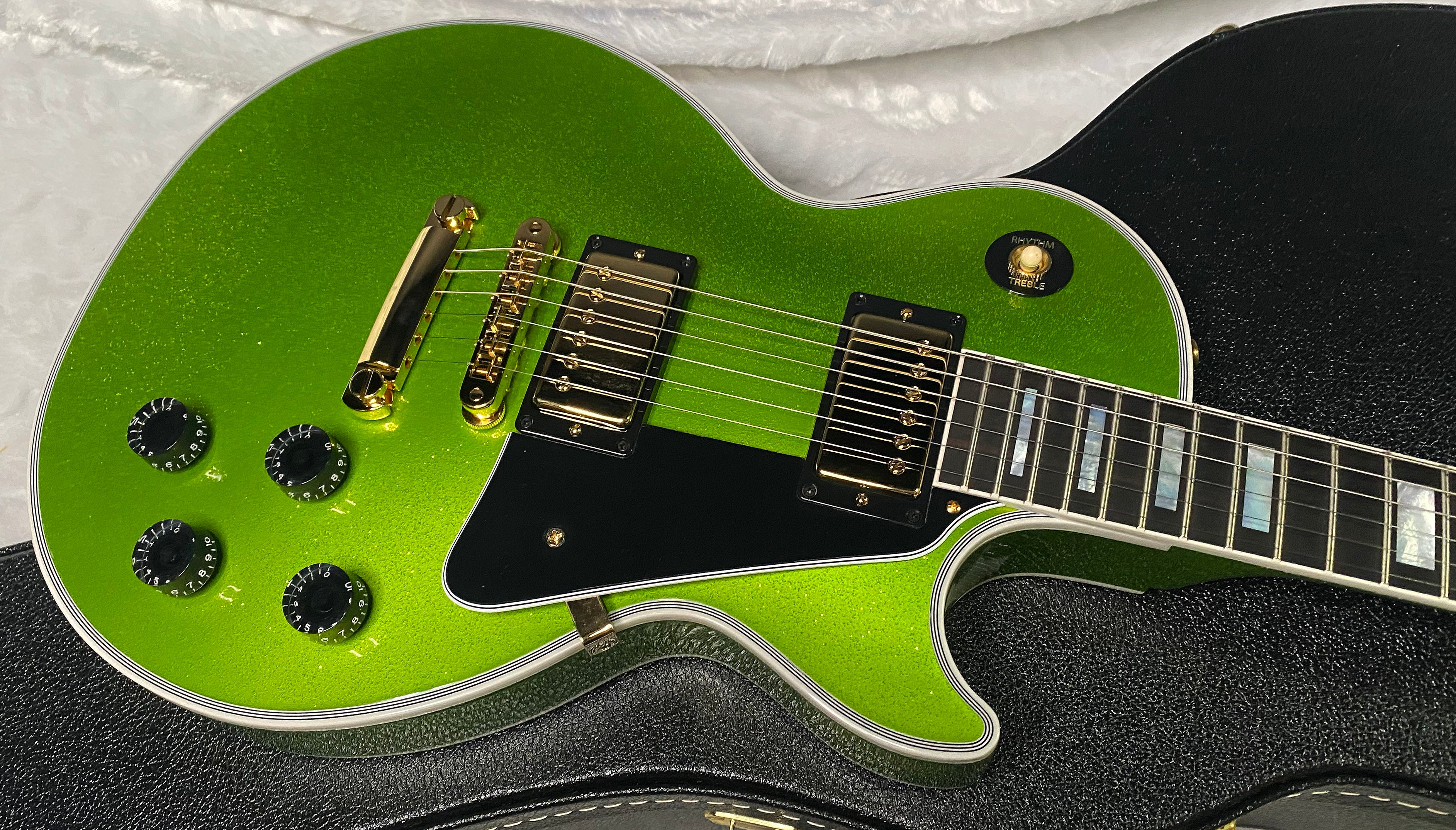 NEW! Gibson Made 2 Measure Custom Shop Les Paul M2M Gekko Green Sparkle - Custombucker Pick-Ups - Only 8.6lbs - Authorized Dealer - G07382