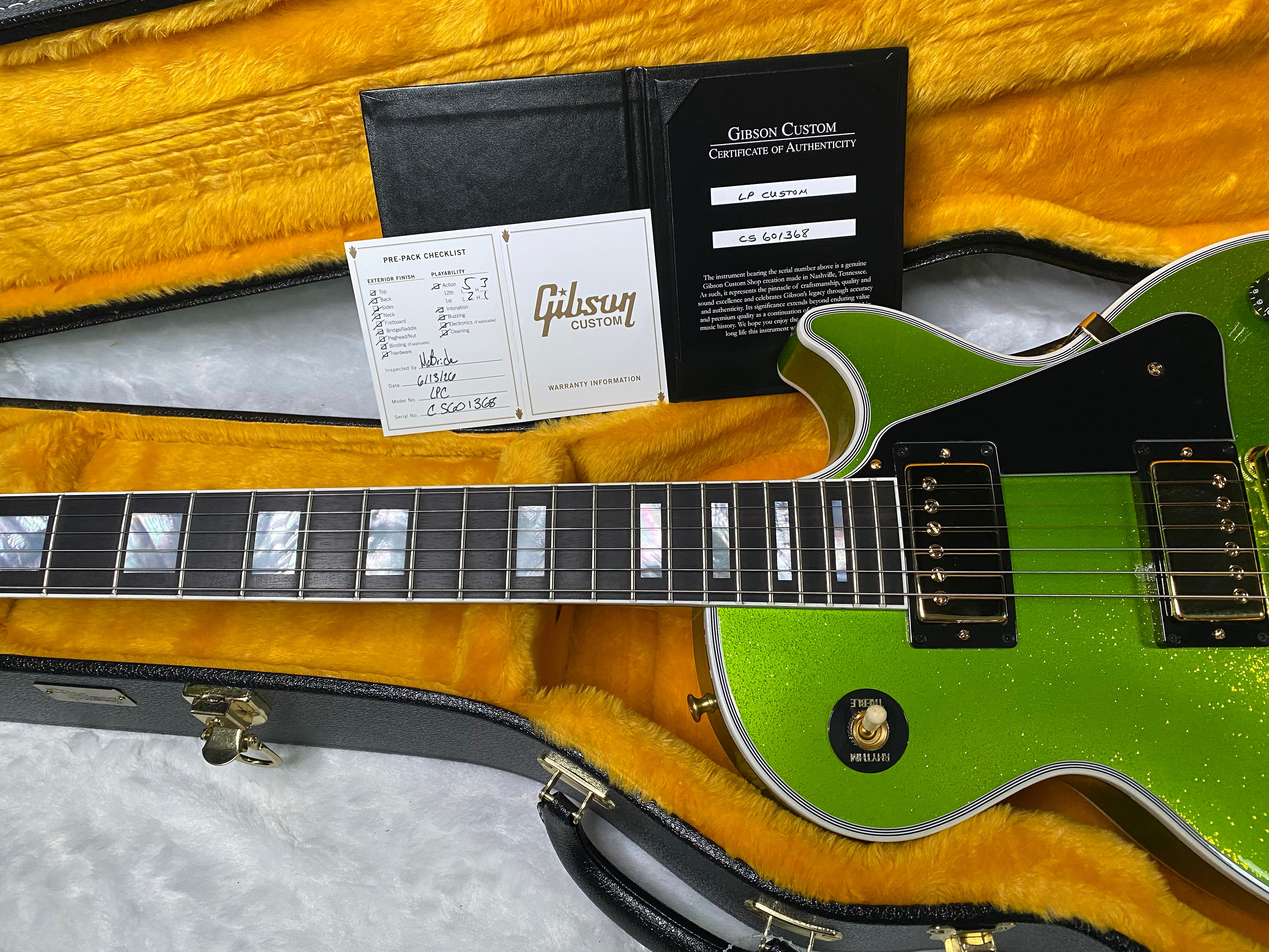 NEW! Gibson Made 2 Measure Custom Shop Les Paul M2M Gekko Green Sparkle - Custombucker Pick-Ups - Only 8.6lbs - Authorized Dealer - G07382