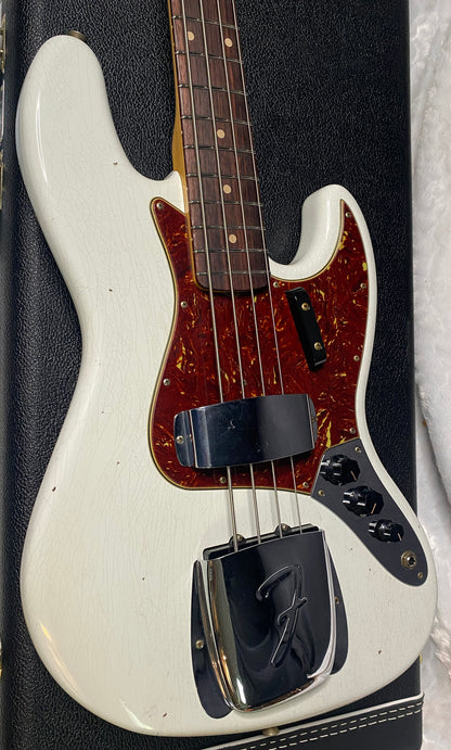 NEW! Fender Custom Shop 64 Jazz Bass Relic - Olympic White Finish - 9.7 lbs - Authorized Dealer - G06779