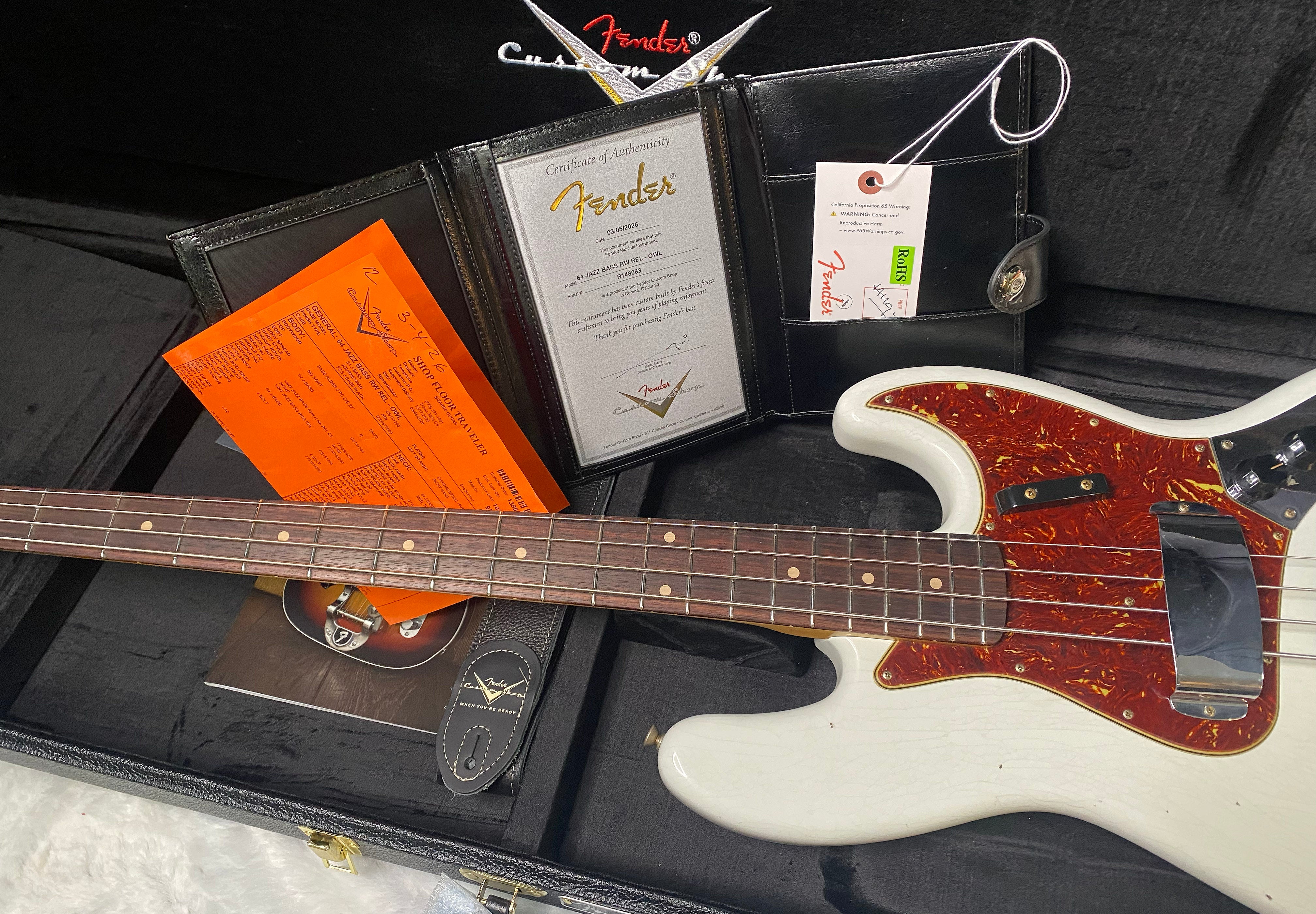 NEW! Fender Custom Shop 64 Jazz Bass Relic - Olympic White Finish - 9.7 lbs - Authorized Dealer - G06779