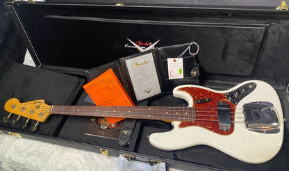 NEW! Fender Custom Shop 64 Jazz Bass Relic - Olympic White Finish - 9.7 lbs - Authorized Dealer - G06779
