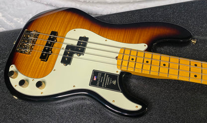 NEW! Fender 75th Anniversary American Professional PJ Bass - 2-Color Sunburst - Flame Top - 9.3lbs - Authorized Dealer - G06680