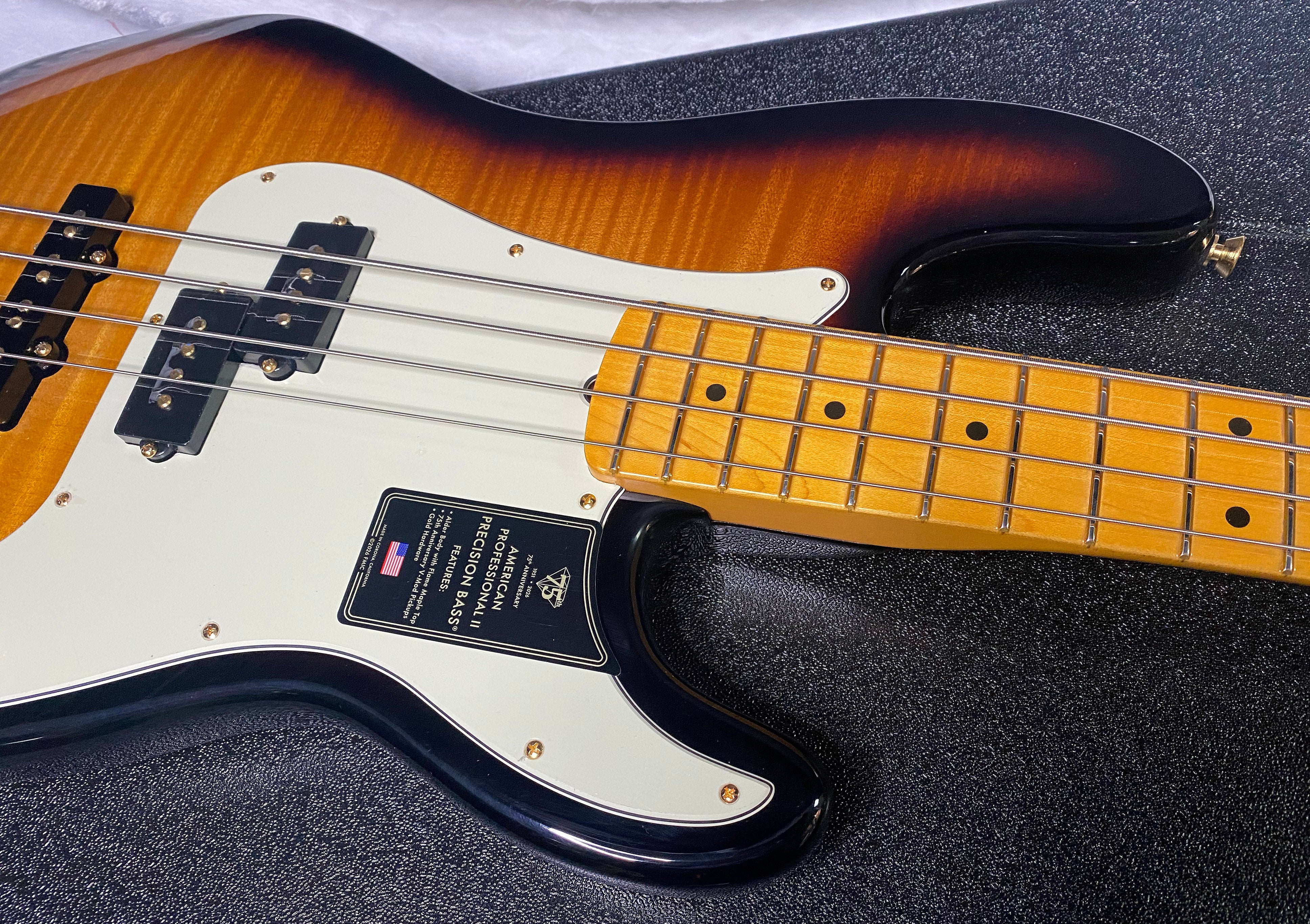 NEW! Fender 75th Anniversary American Professional PJ Bass - 2-Color Sunburst - Flame Top - 9.3lbs - Authorized Dealer - G06680