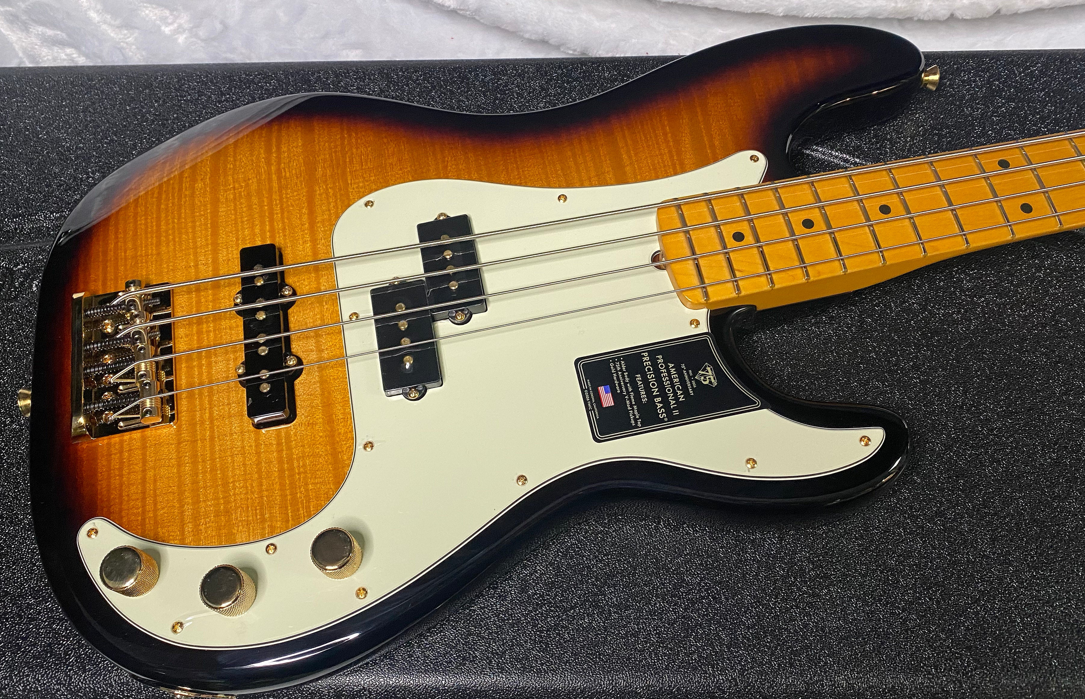 NEW! Fender 75th Anniversary American Professional PJ Bass - 2-Color Sunburst - Flame Top - 9.3lbs - Authorized Dealer - G06680