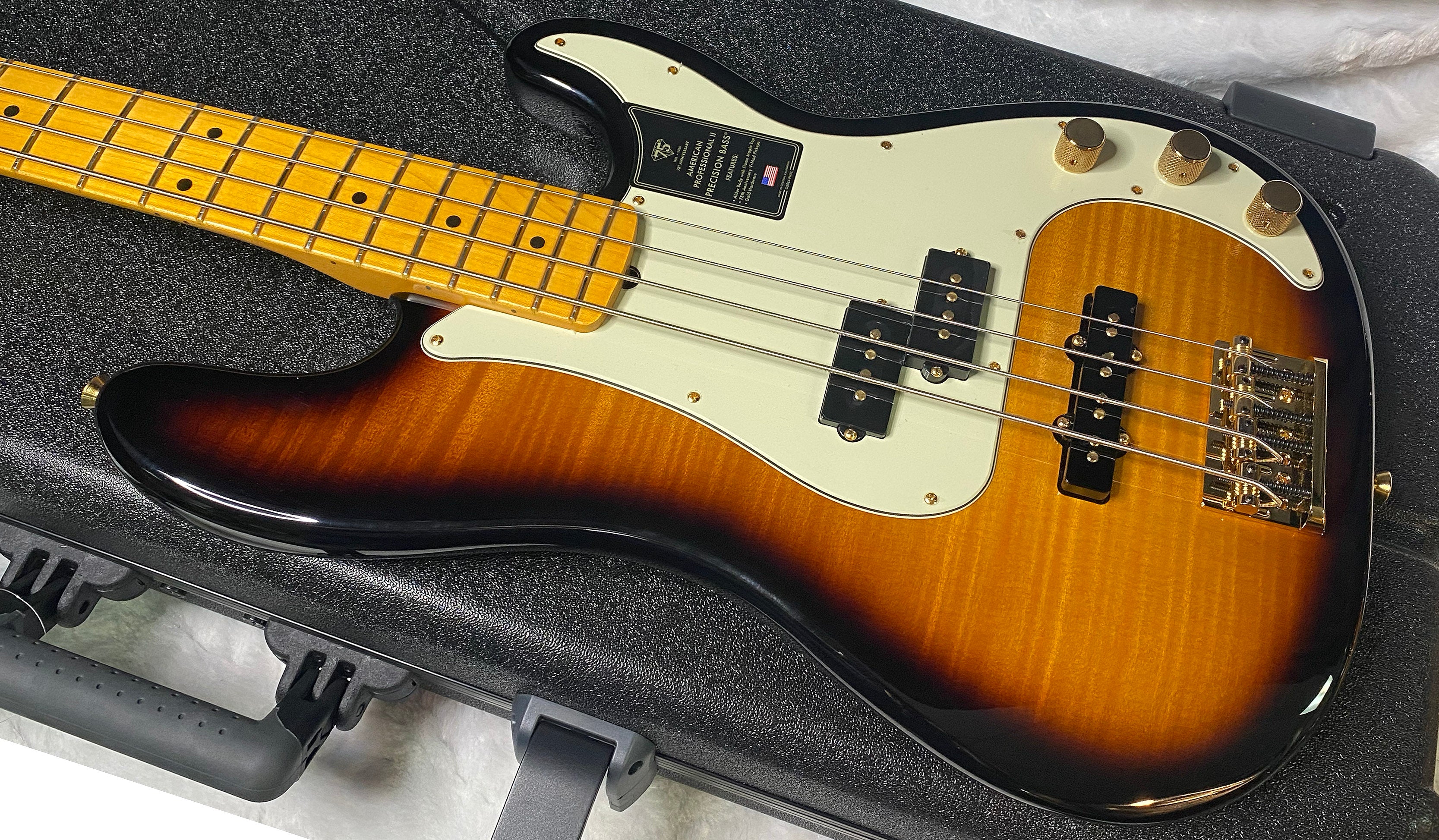 NEW! Fender 75th Anniversary American Professional PJ Bass - 2-Color Sunburst - Flame Top - 9.3lbs - Authorized Dealer - G06680