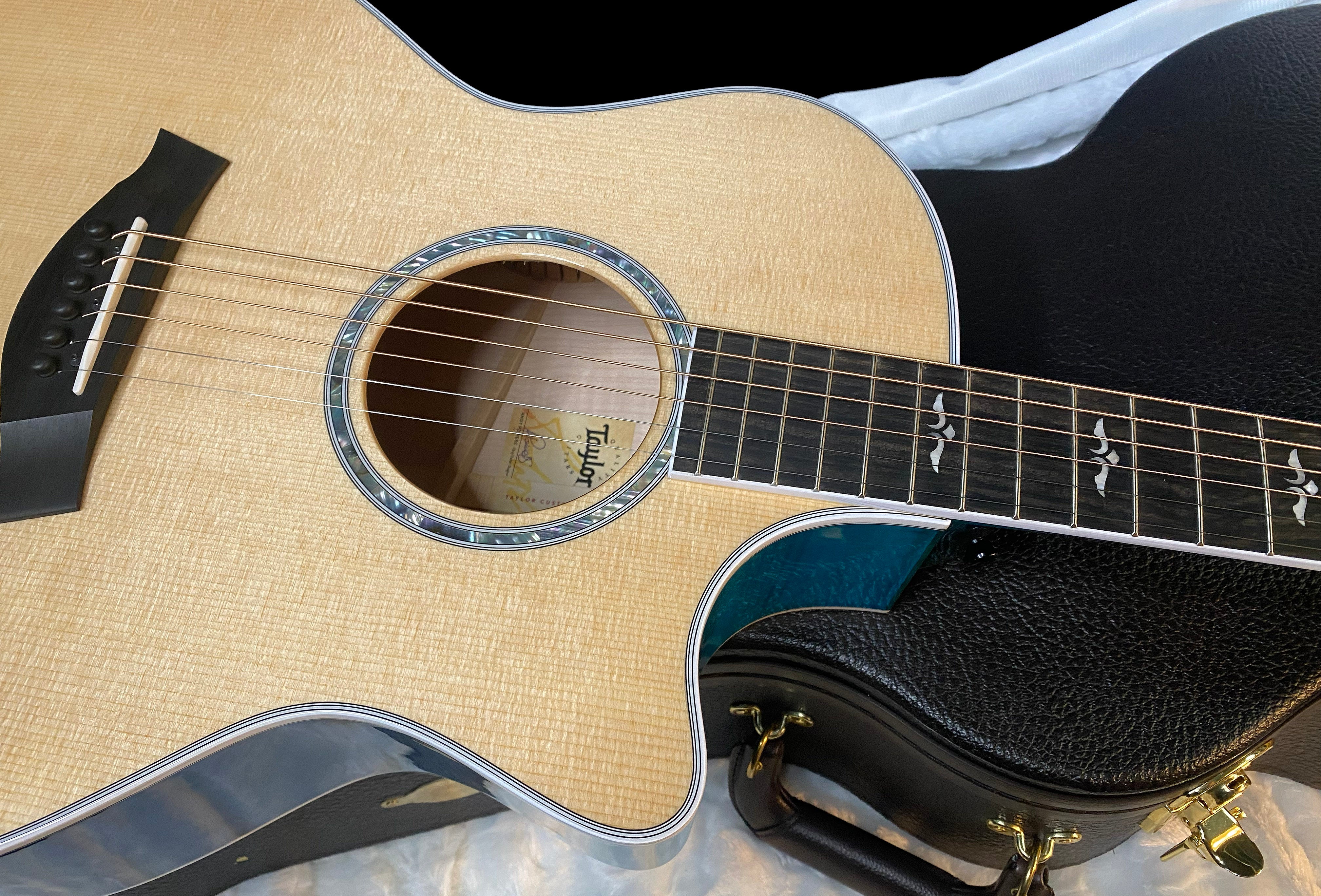 NEW ! Taylor 614ce Custom Acoustic-Electric Guitar - Natural Top - Blue Fade Back and Sides - AAAAA Flamed Maple - Authorized Dealer - G05925 - 4.9lbs
