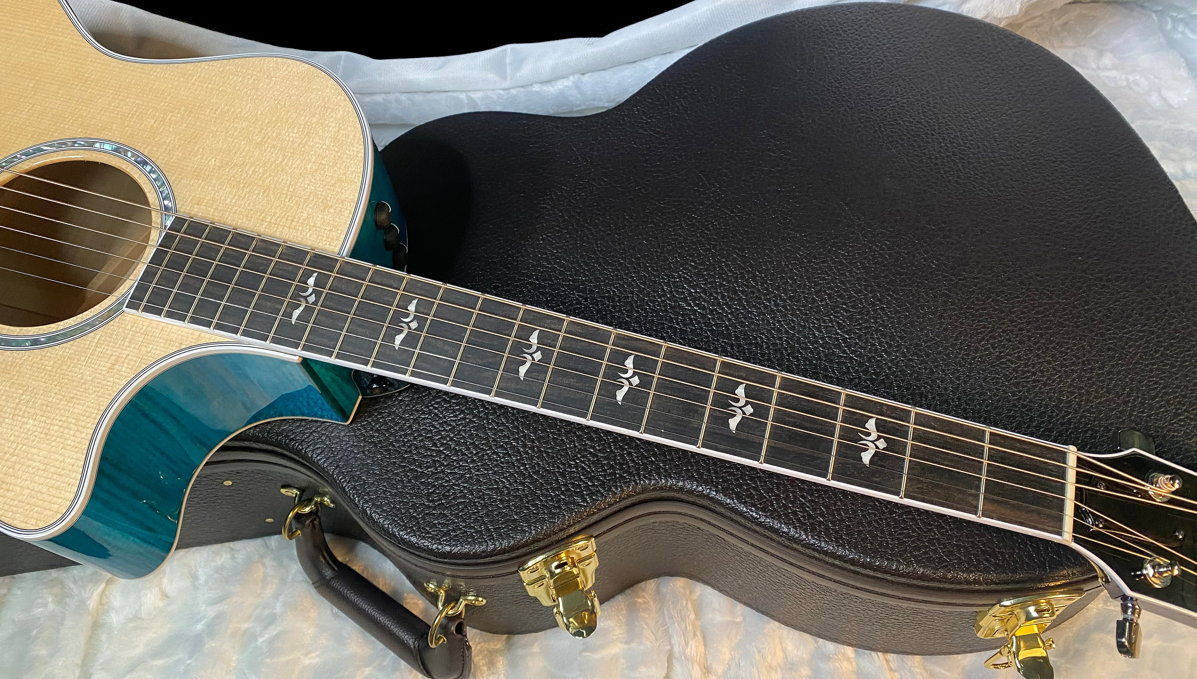 NEW ! Taylor 614ce Custom Acoustic-Electric Guitar - Natural Top - Blue Fade Back and Sides - AAAAA Flamed Maple - Authorized Dealer - G05925 - 4.9lbs
