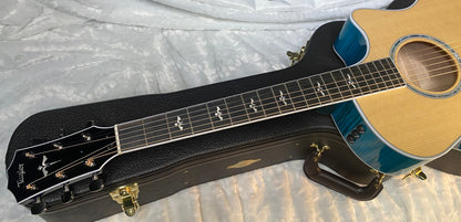 NEW ! Taylor 614ce Custom Acoustic-Electric Guitar - Natural Top - Blue Fade Back and Sides - AAAAA Flamed Maple - Authorized Dealer - G05925 - 4.9lbs