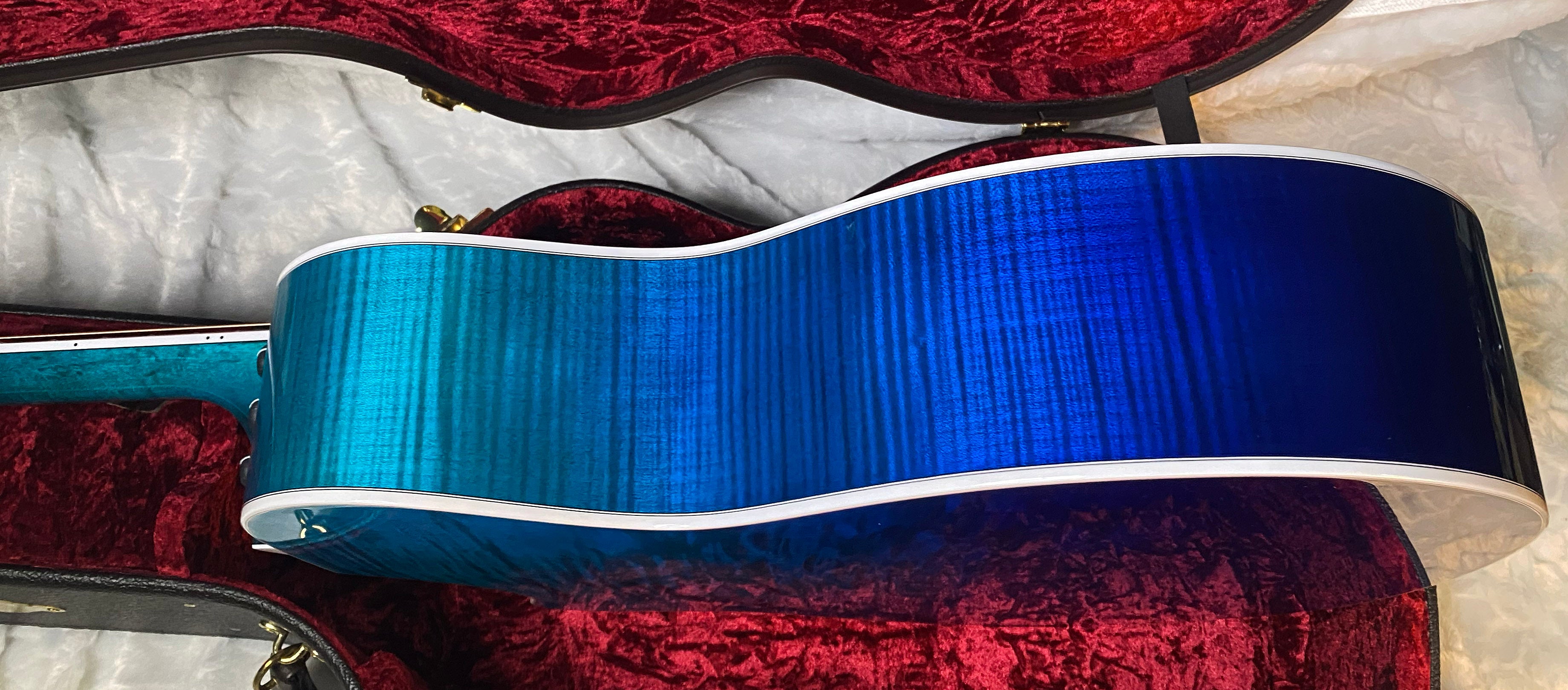 NEW ! Taylor 614ce Custom Acoustic-Electric Guitar - Natural Top - Blue Fade Back and Sides - AAAAA Flamed Maple - Authorized Dealer - G05925 - 4.9lbs