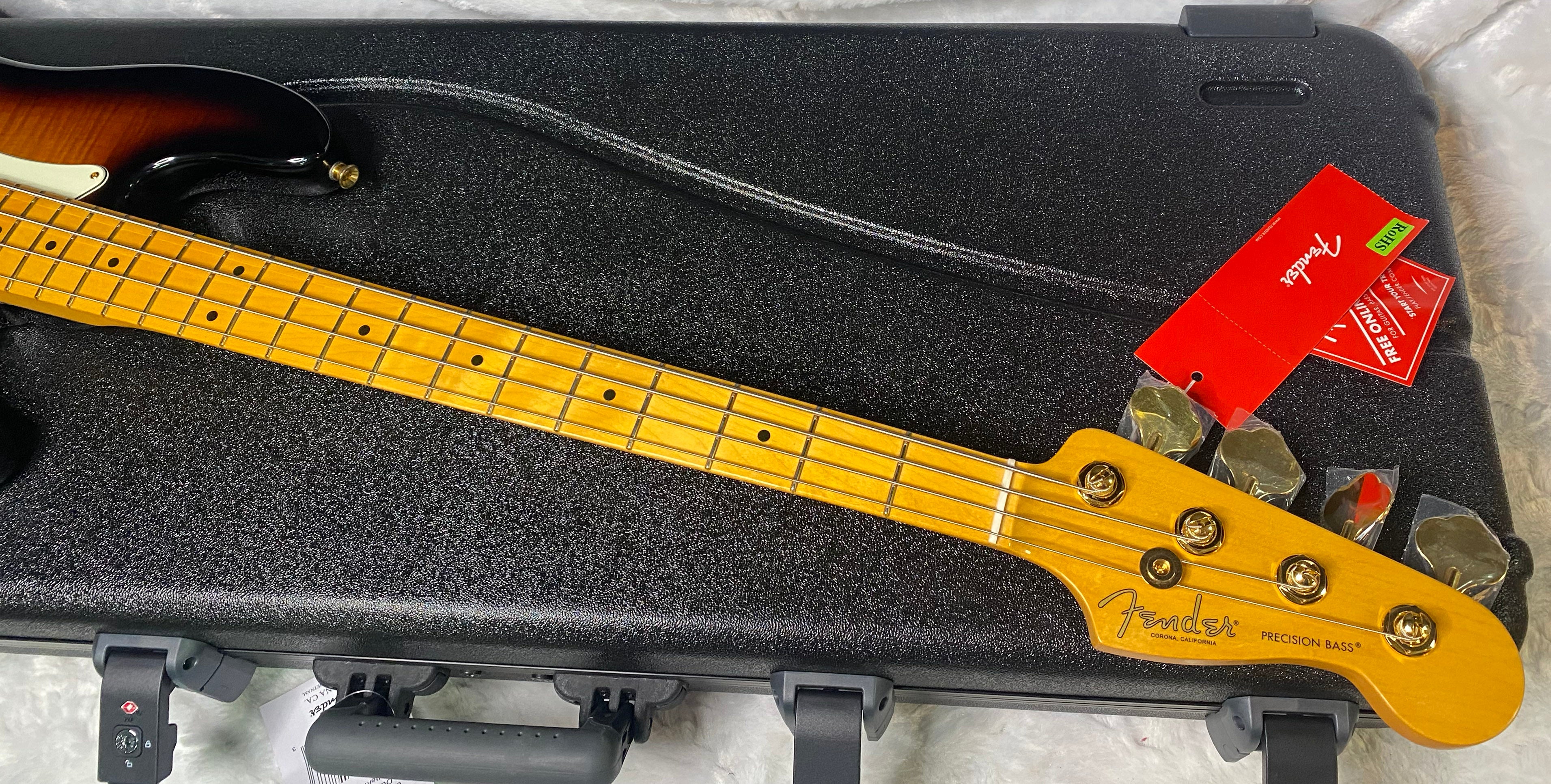 NEW! Fender 75th Anniversary American Professional PJ Bass - 2-Color Sunburst - Flame Top - 9.1 lbs - Authorized Dealer - G06681