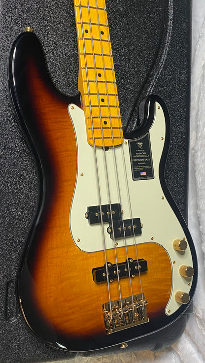 NEW! Fender 75th Anniversary American Professional PJ Bass - 2-Color Sunburst - Flame Top - 9.1 lbs - Authorized Dealer - G06681