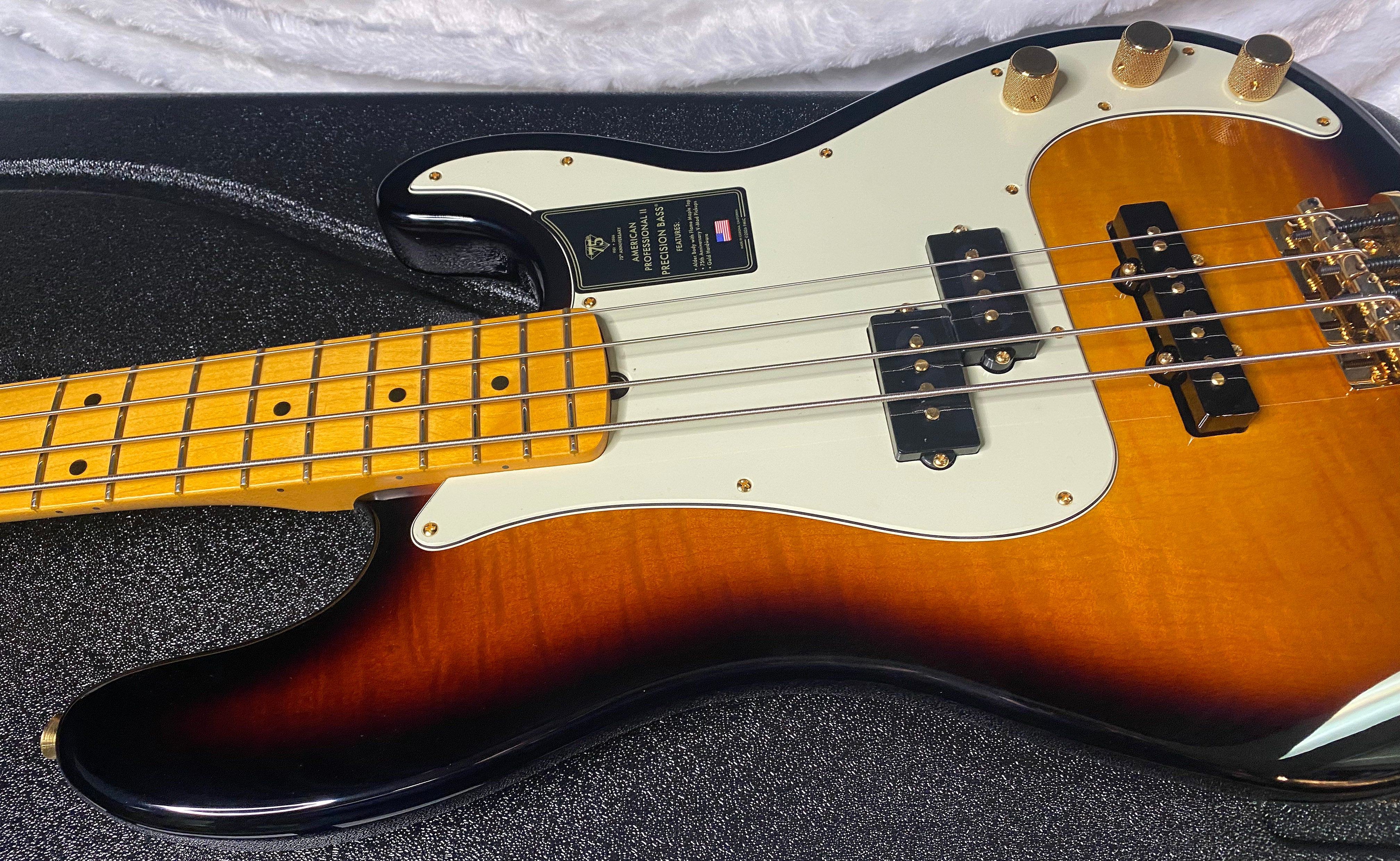 NEW! Fender 75th Anniversary American Professional PJ Bass - 2-Color Sunburst - Flame Top - 9.1 lbs - Authorized Dealer - G06681