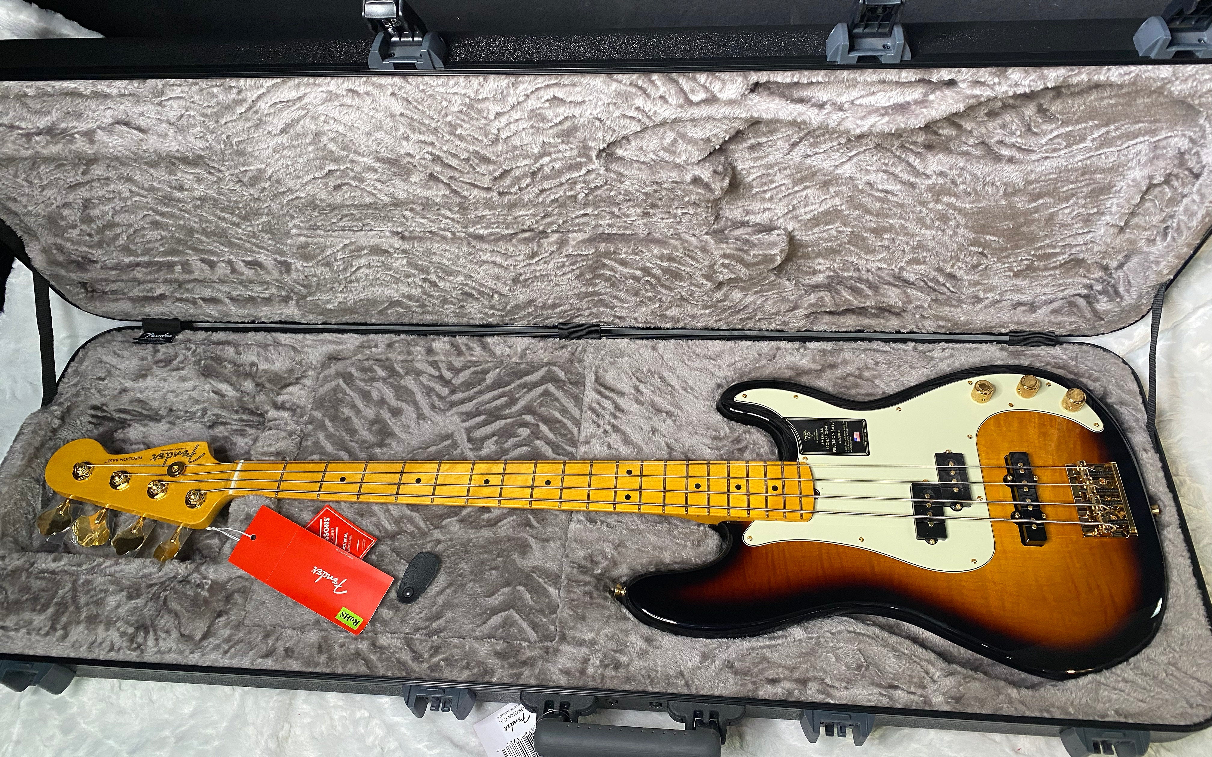 NEW! Fender 75th Anniversary American Professional PJ Bass - 2-Color Sunburst - Flame Top - 9.1 lbs - Authorized Dealer - G06681