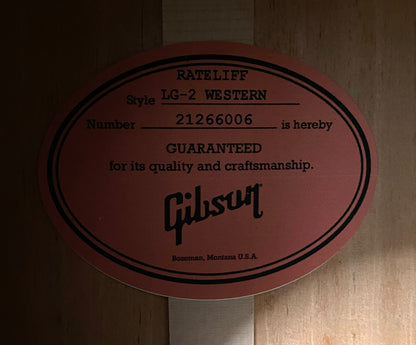 NEW ! Gibson Acoustic Nathaniel Rateliff LG-2 Western-Vintage Sunburst - Authorized Dealer - In-Stock! 3.9 lbs - G07418