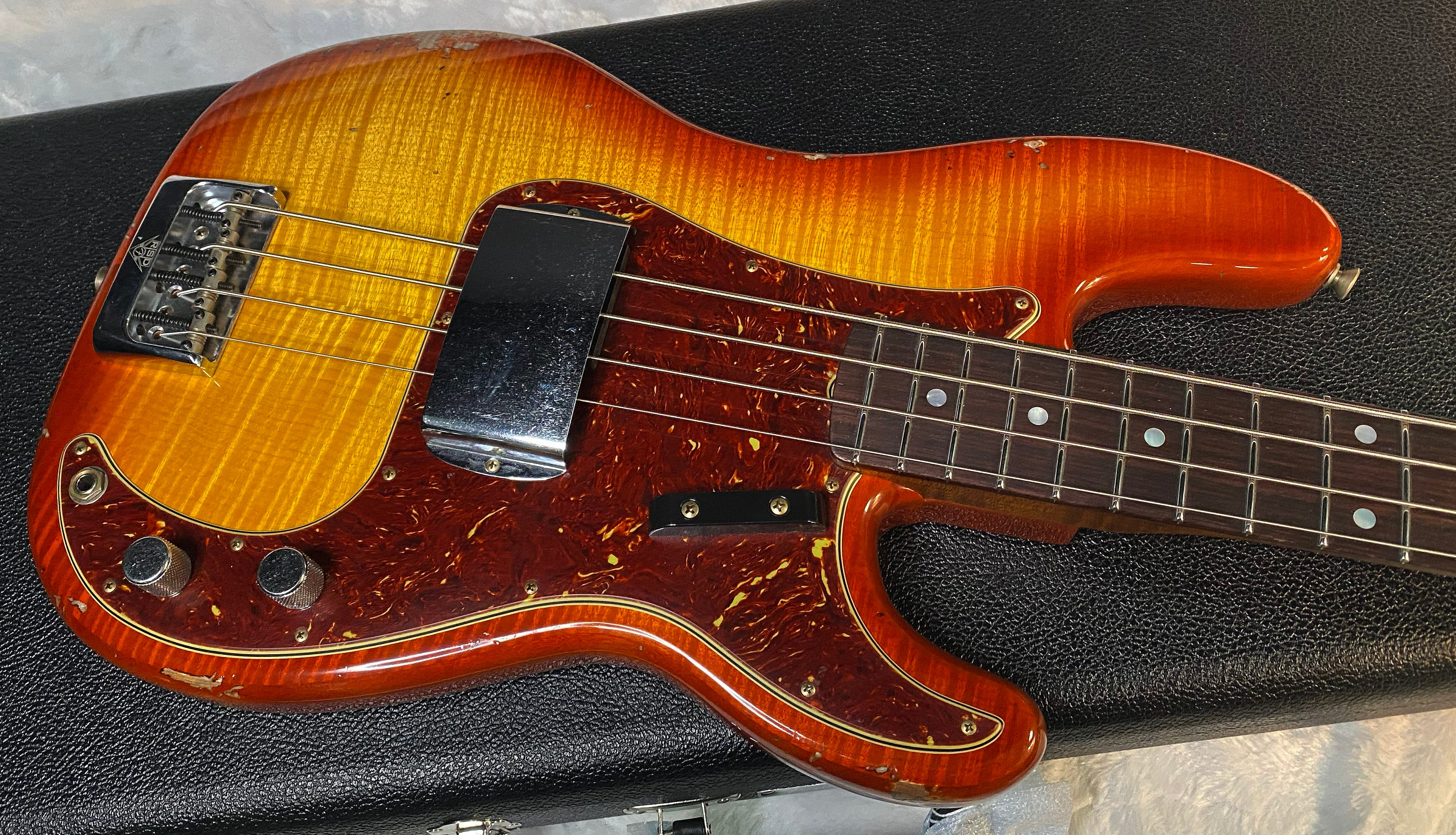 NEW! Fender Artisan Flame Maple Top Precision Bass Relic - Custom Shop - Aged Cherry Sunburst - Absolutely Beautiful - Flamed Roasted Maple Neck - Authorized Dealer - 9.3lbs - G06781