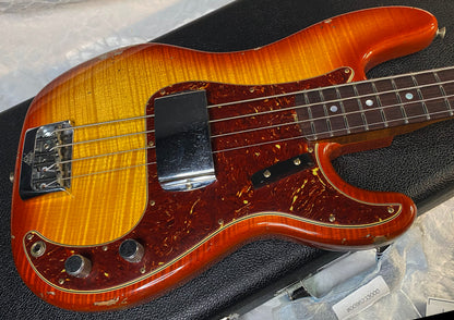 NEW! Fender Artisan Flame Maple Top Precision Bass Relic - Custom Shop - Aged Cherry Sunburst - Absolutely Beautiful - Flamed Roasted Maple Neck - Authorized Dealer - 9.3lbs - G06781