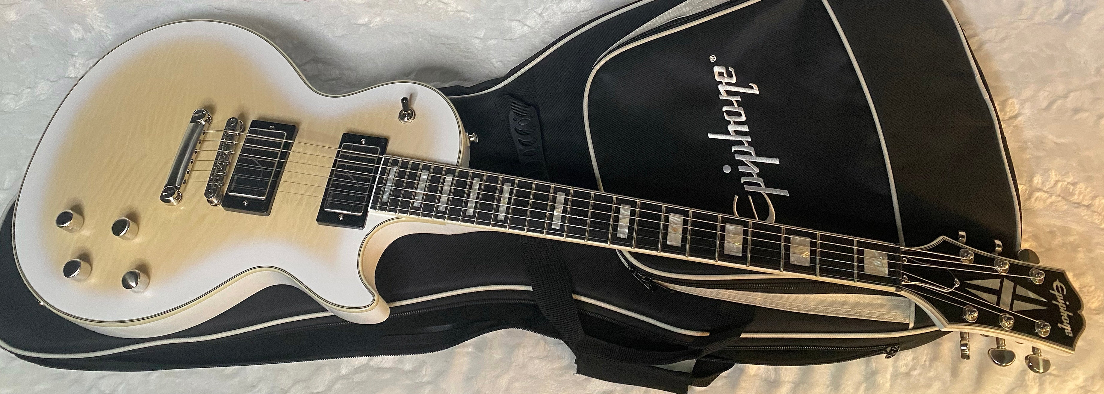 NEW ! Epiphone Les Paul Prophecy Electric Guitar - Aged White Tiger Burst - Authorized Dealer - 8.3lbs - G05320