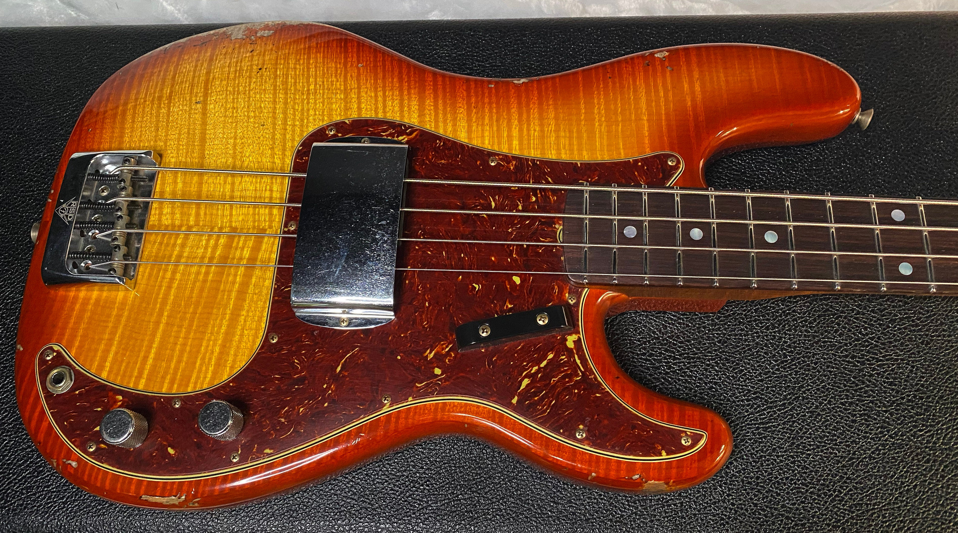 NEW! Fender Artisan Flame Maple Top Precision Bass Relic - Custom Shop - Aged Cherry Sunburst - Absolutely Beautiful - Flamed Roasted Maple Neck - Authorized Dealer - 9.3lbs - G06781