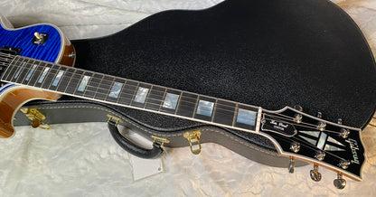 NEW! Gibson Dealer Select Custom Shop Les Paul Custom AAA Figured Flame Top - Transparent Blue / Natural Back - Authorized Dealer - WOW! 8.3 lbs - G05971