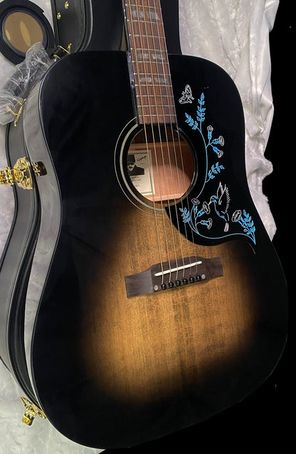NEW! Epiphone Eric Church Hummingbird Dark Acoustic-Electric Guitar - Cobra Burst - Authorized Dealer - G07333