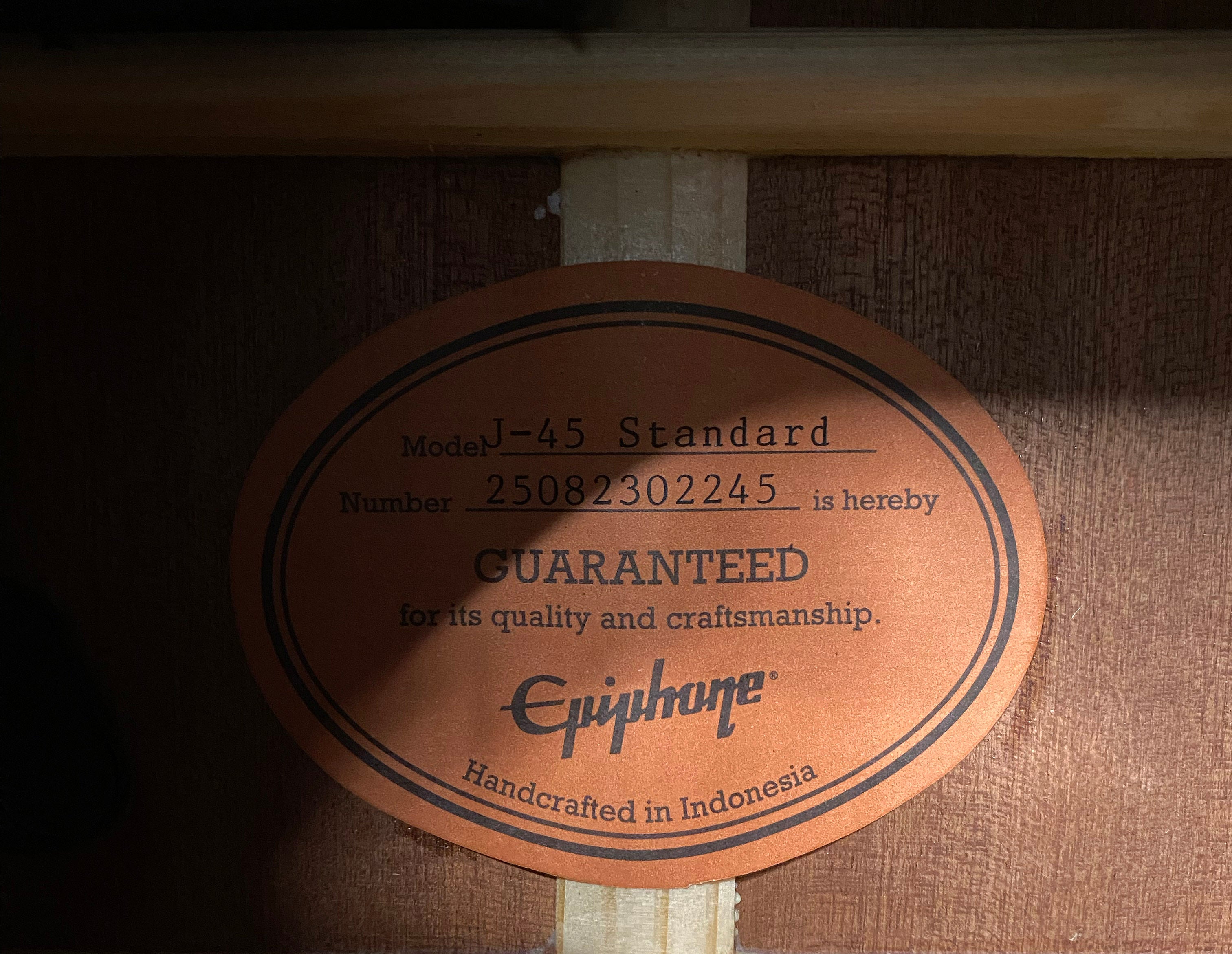 NEW! Epiphone Inspired by Gibson J-45 Standard Acoustic-Electric Guitar - Vintage Sunburst - Gig Bag - Authorized Dealer - G07327