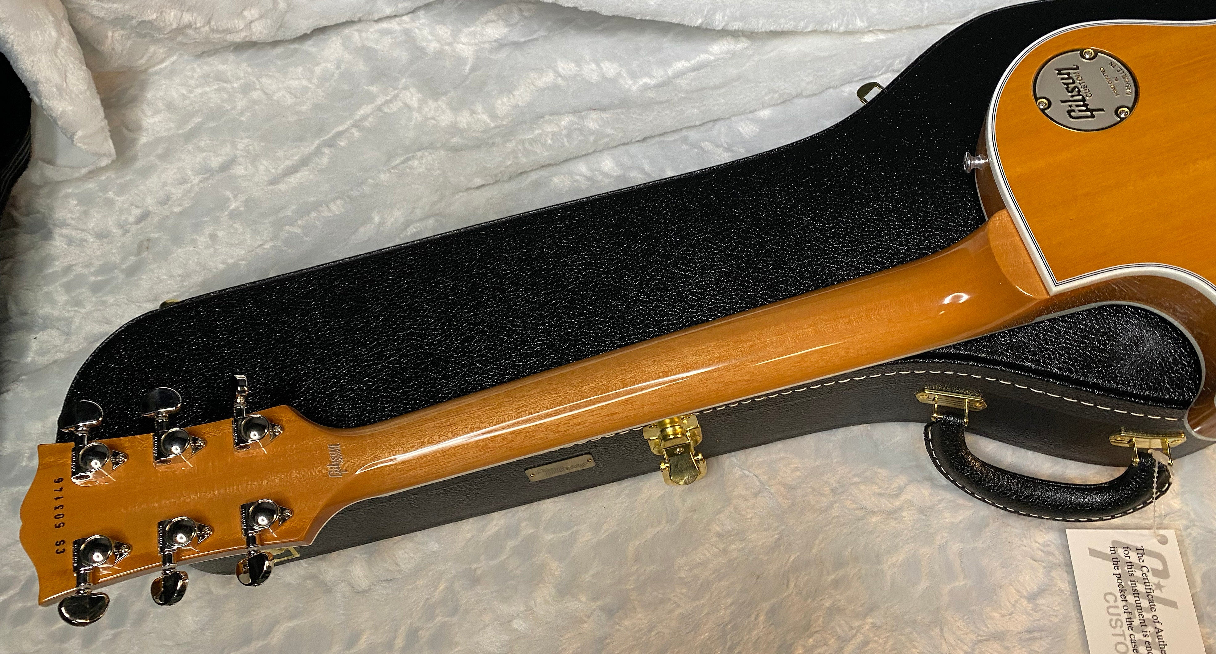 NEW! Gibson Dealer Select Custom Shop Les Paul Custom AAA Figured Flame Top - Transparent Red / Natural Back - Authorized Dealer - WOW! 8.7 lbs - G05983