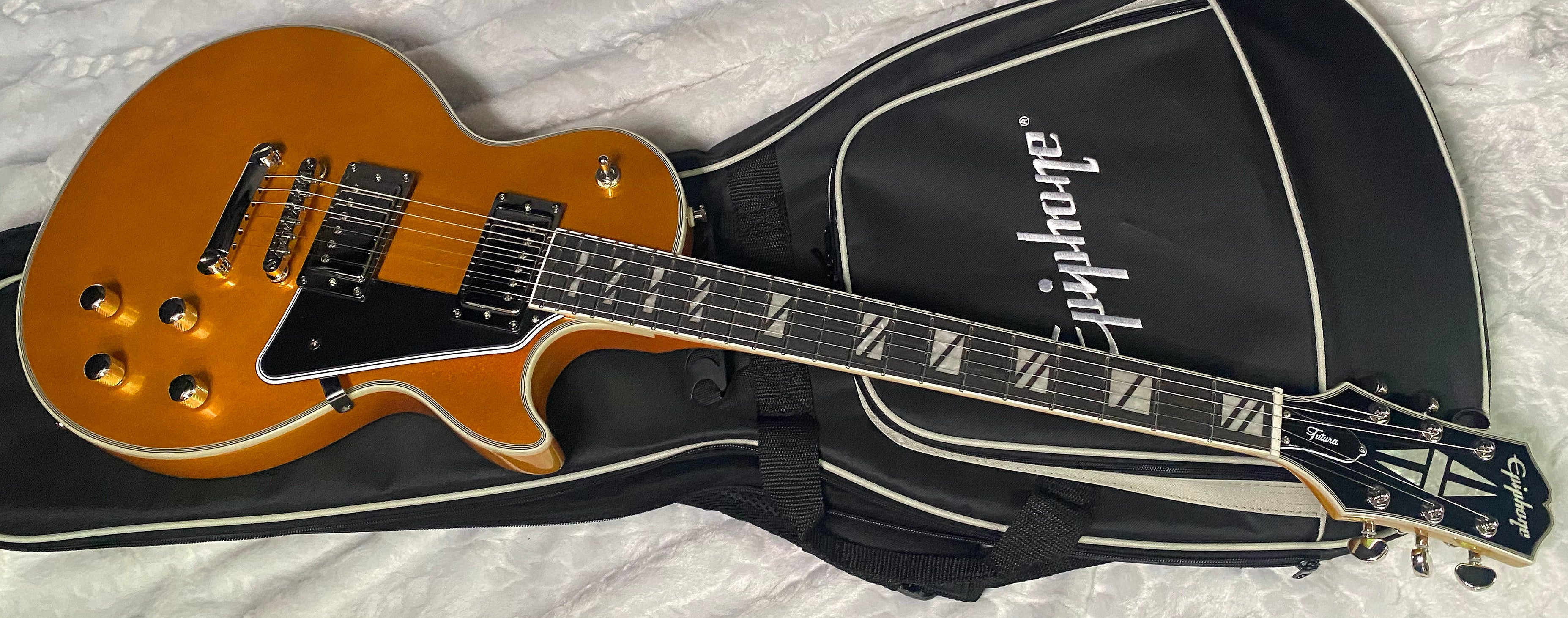 NEW! Epiphone Futura Les Paul Custom - Firestorm Shift Finish - Deluxe Gig Bag - 7.8 lbs - Authorized Dealer - G07328