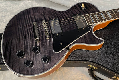 NEW! Gibson Dealer Select Custom Shop Les Paul Custom AAA Figured Flame Top - Transparent Black / Natural Back - Authorized Dealer - WOW! WOW! WOW! 8.9 lbs - G05989