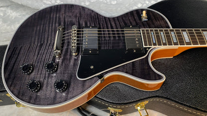 NEW! Gibson Dealer Select Custom Shop Les Paul Custom AAA Figured Flame Top - Transparent Black / Natural Back - Authorized Dealer - WOW! WOW! WOW! 8.9 lbs - G05989
