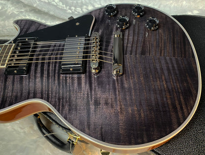 NEW! Gibson Dealer Select Custom Shop Les Paul Custom AAA Figured Flame Top - Transparent Black / Natural Back - Authorized Dealer - WOW! WOW! WOW! 8.9 lbs - G05989