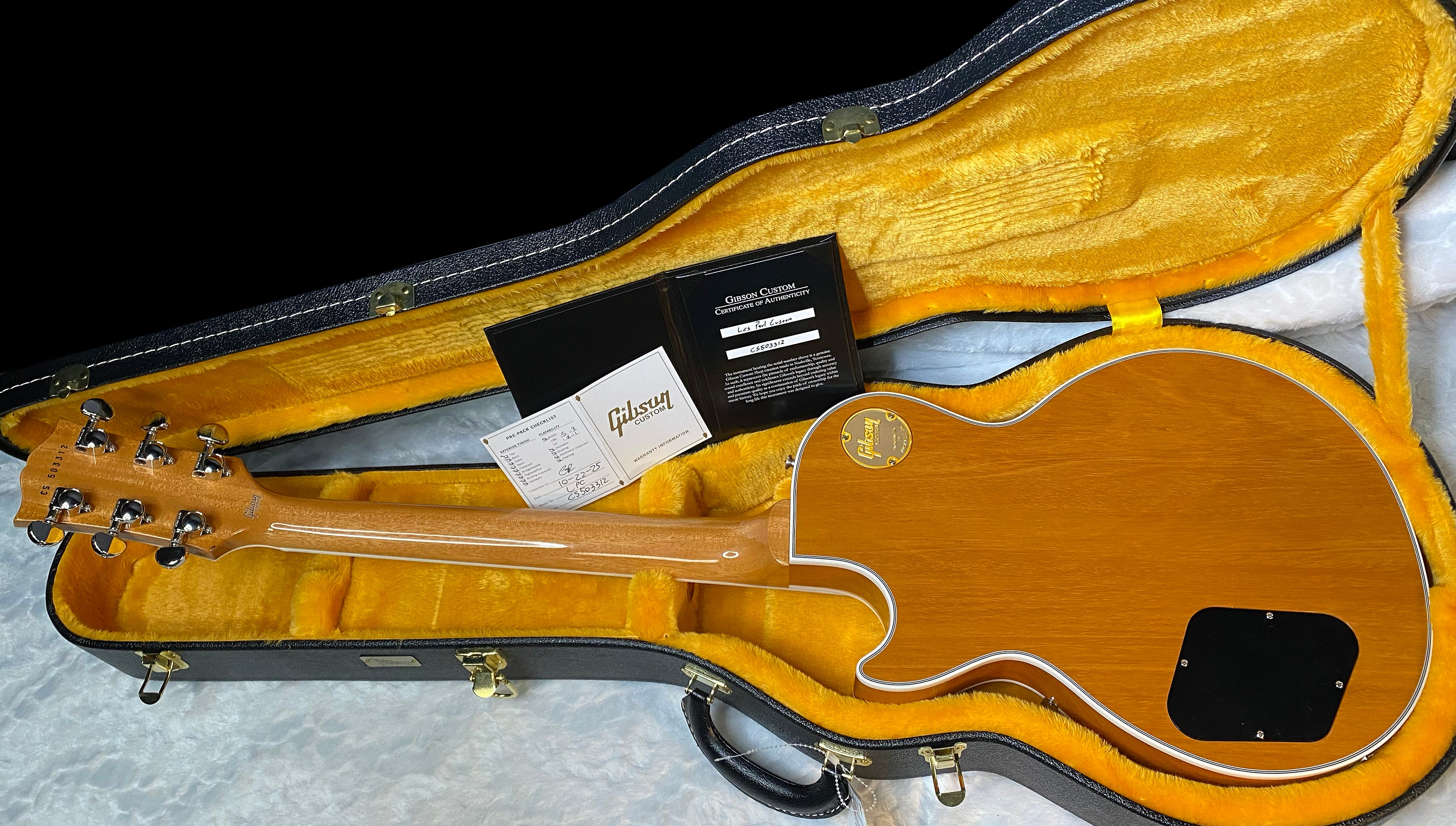 NEW! Gibson Dealer Select Custom Shop Les Paul Custom AAA Figured Flame Top - Transparent Black / Natural Back - Authorized Dealer - WOW! WOW! WOW! 8.9 lbs - G05989