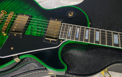 NEW! Gibson Dealer Select Custom Shop Les Paul Custom Green Widow AAA Figured Flame Top - Authorized Dealer - 9.7 lbs - G07456