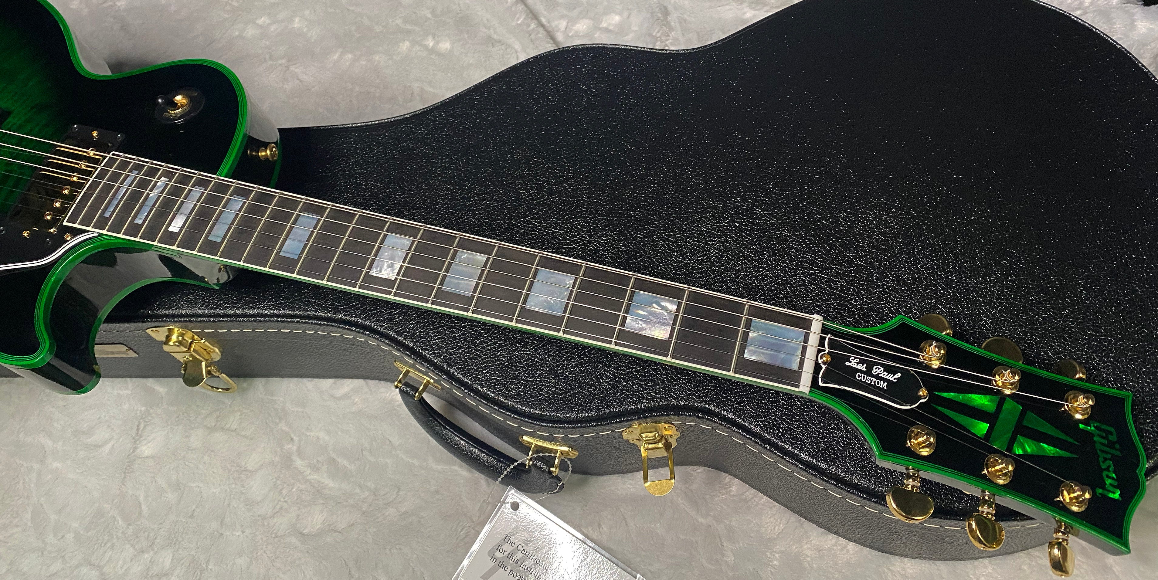 NEW! Gibson Dealer Select Custom Shop Les Paul Custom Green Widow AAA Figured Flame Top - Authorized Dealer - 9.7 lbs - G07456