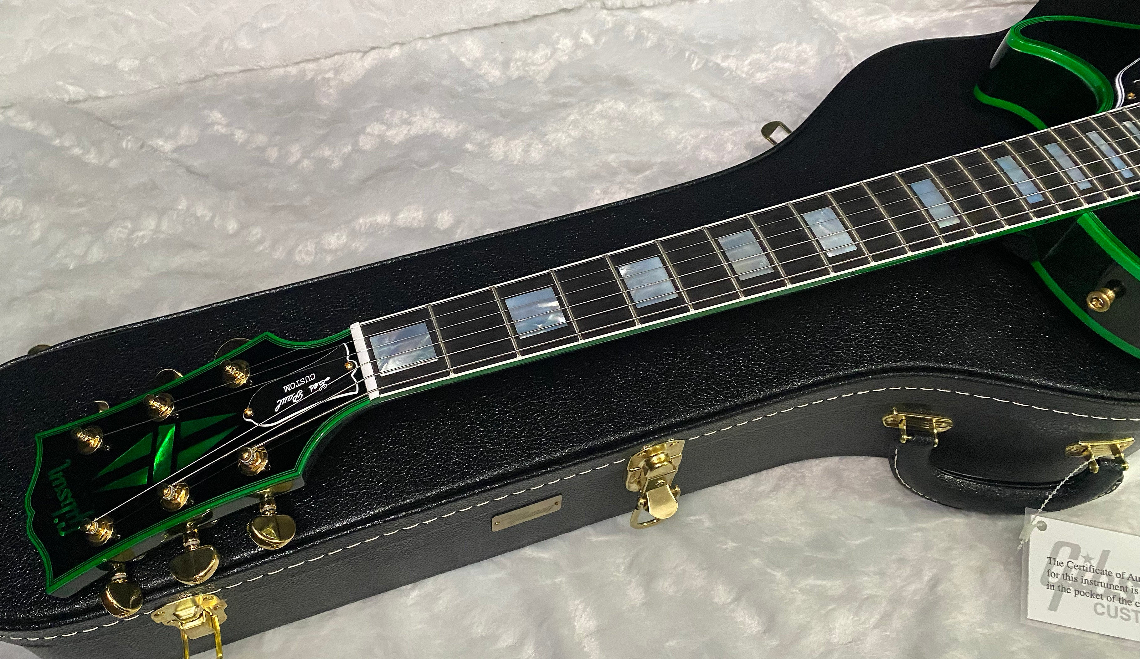 NEW! Gibson Dealer Select Custom Shop Les Paul Custom Green Widow AAA Figured Flame Top - Authorized Dealer - 9.7 lbs - G07456