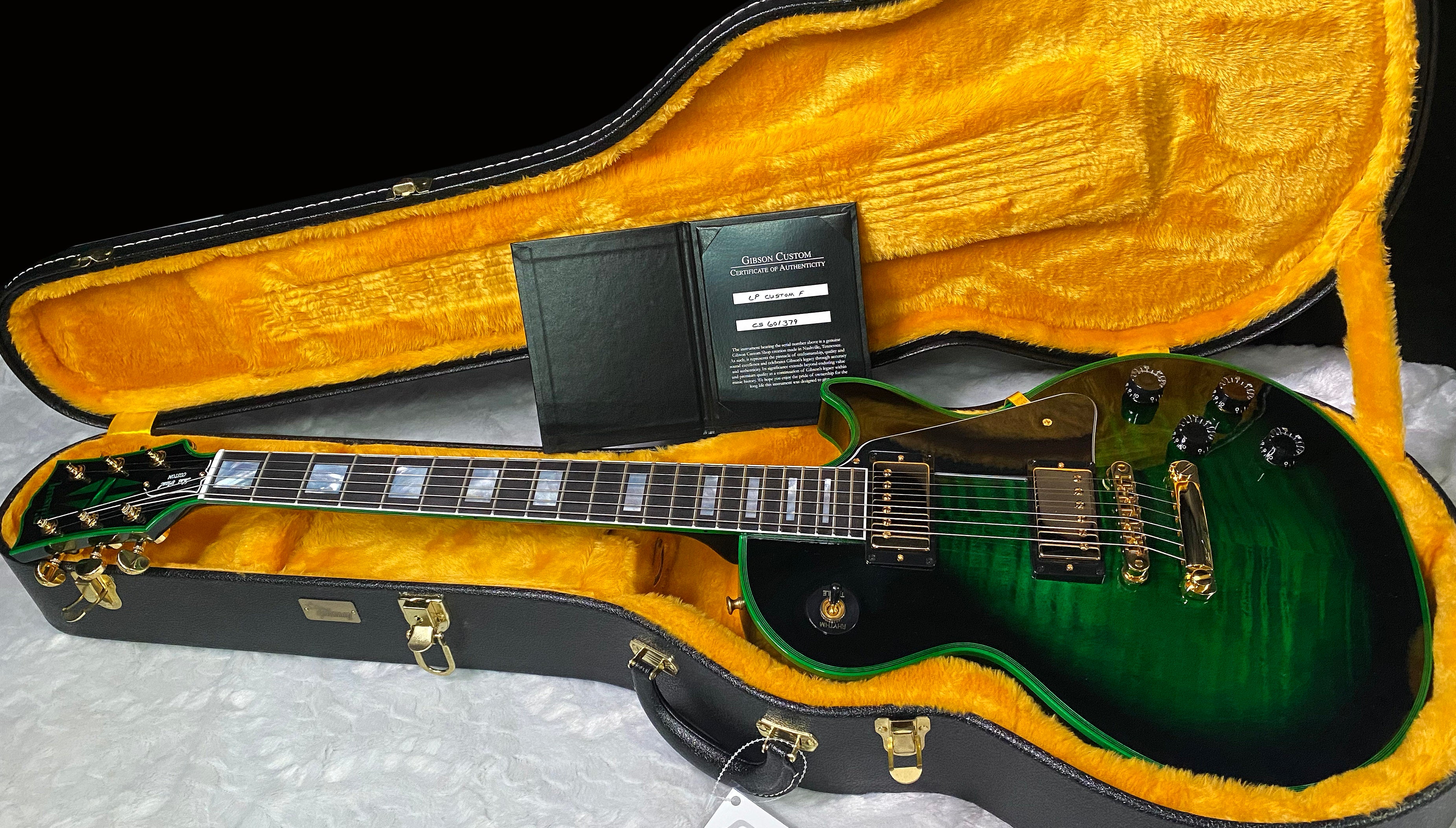 NEW! Gibson Dealer Select Custom Shop Les Paul Custom Green Widow AAA Figured Flame Top - Authorized Dealer - 9.7 lbs - G07456