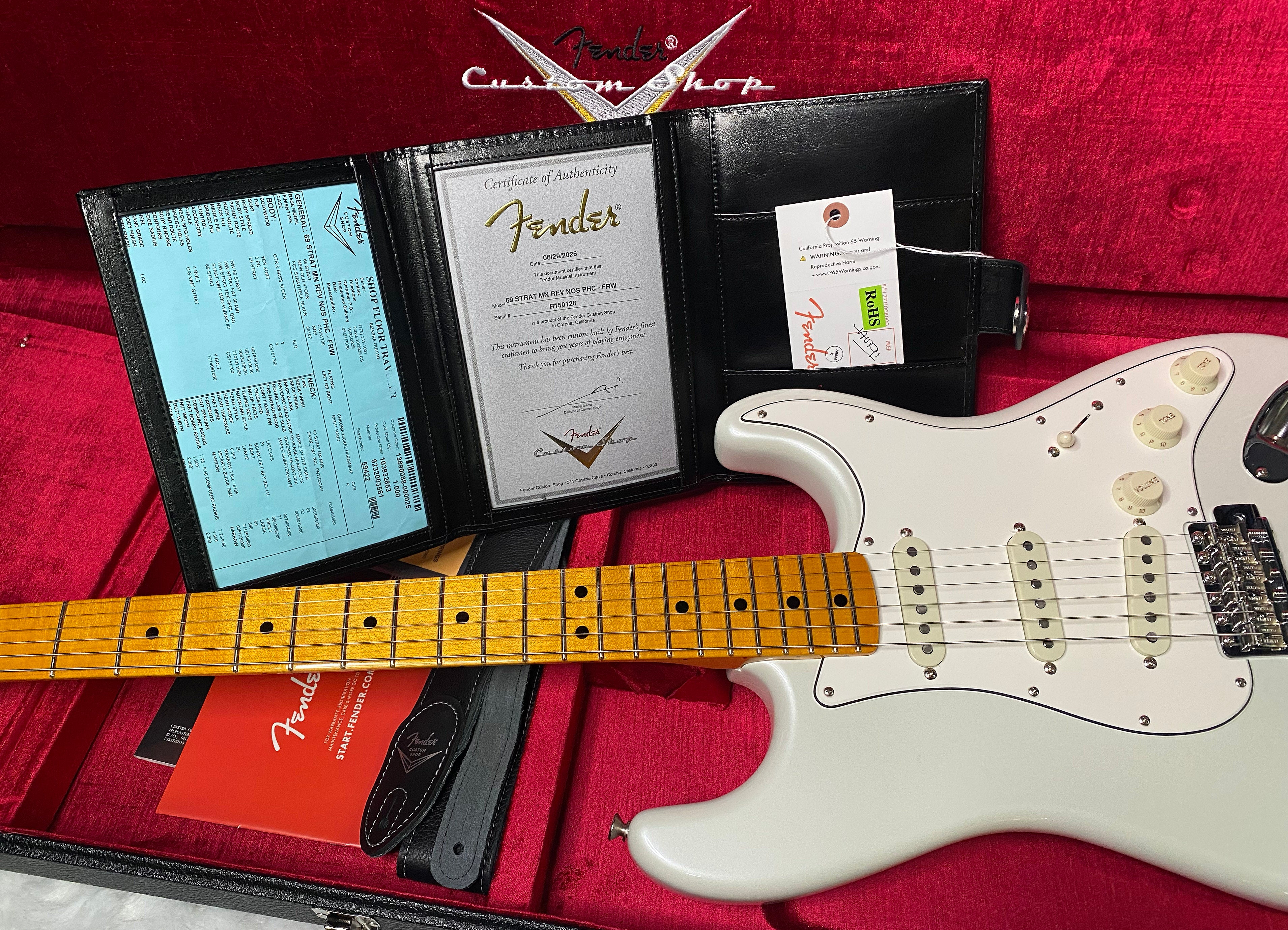 NEW! Fender Custom Shop Special Run '69 Stratocaster NOS Gloss Finish - Handwound P/U's - Frost White - Reverse Matching Headstock - 8.1 lbs - Authorized Dealer - RARE! G07463
