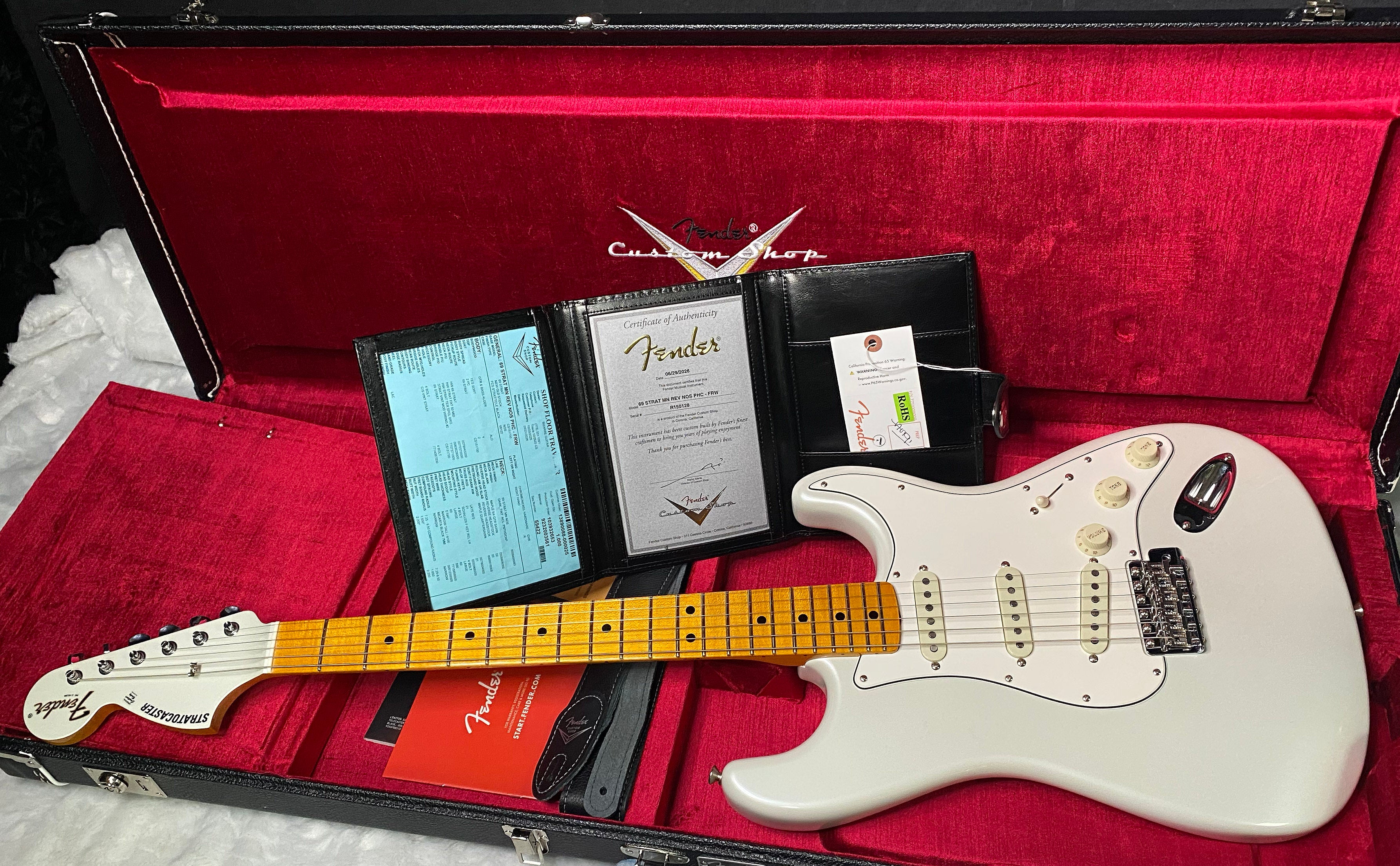 NEW! Fender Custom Shop Special Run '69 Stratocaster NOS Gloss Finish - Handwound P/U's - Frost White - Reverse Matching Headstock - 8.1 lbs - Authorized Dealer - RARE! G07463