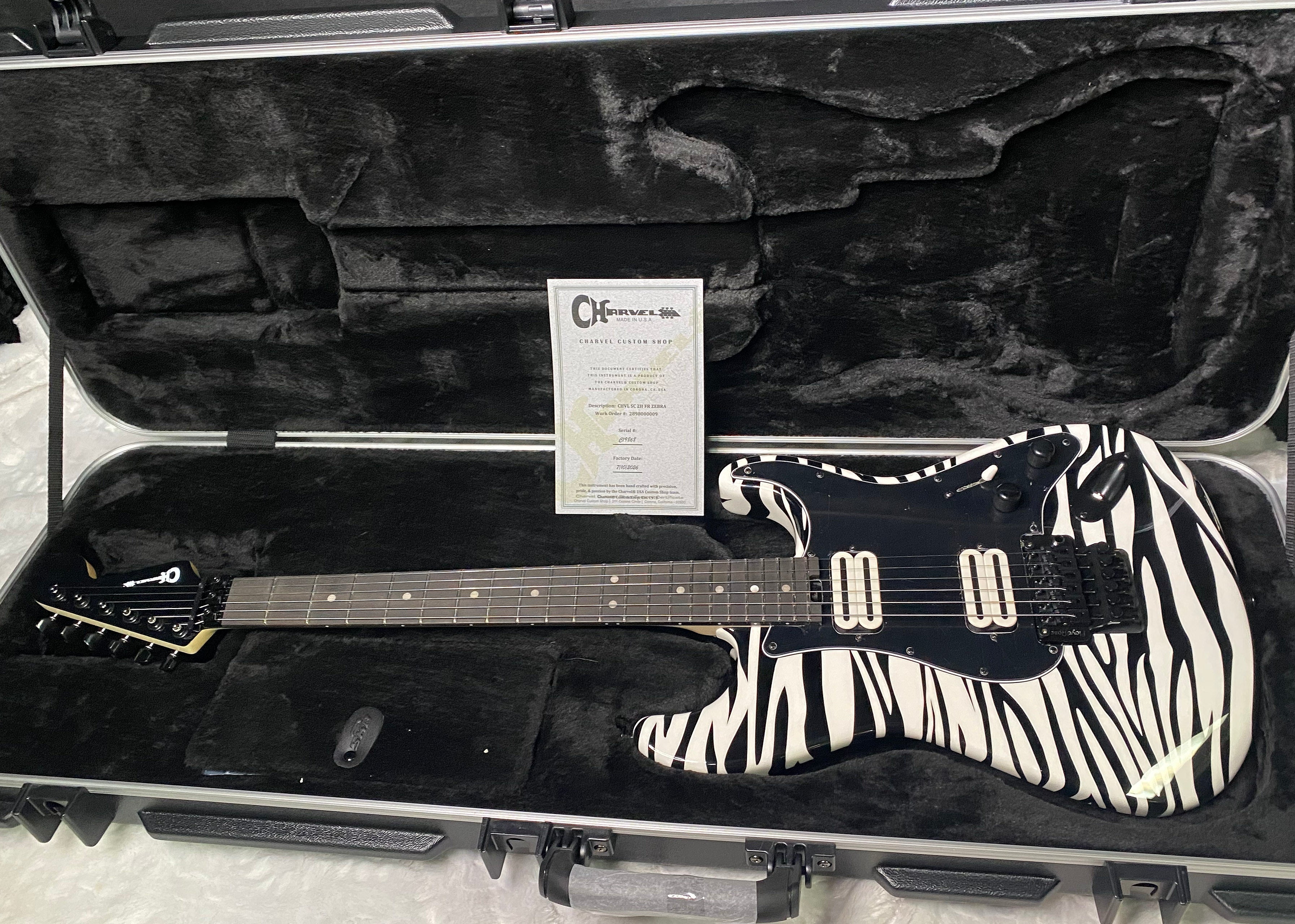 NEW !  Charvel USA Custom Shop Special Edition SO Ca - Hand Painted Zebra Graphic Finish by Dan Lawrence - 8.8lbs - Authorized Dealer - G07459