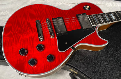 NEW! Gibson Dealer Select Custom Shop Les Paul Custom AAA Figured Flame Top - Transparent Red / Natural Back - Authorized Dealer - WOW! 9.5 lbs - G07455