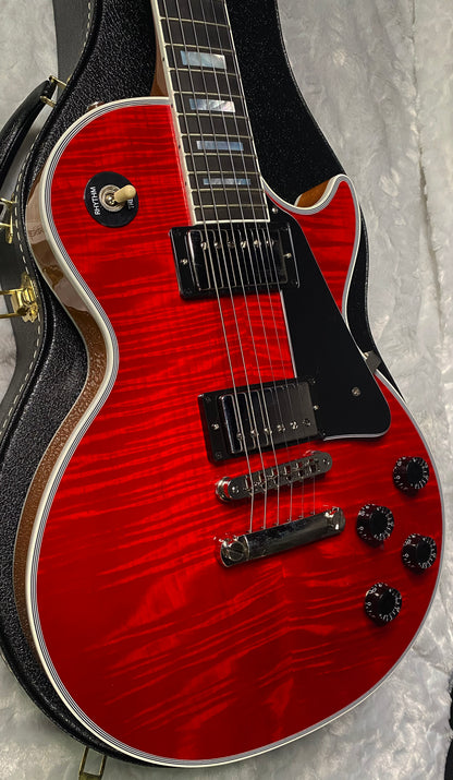 NEW! Gibson Dealer Select Custom Shop Les Paul Custom AAA Figured Flame Top - Transparent Red / Natural Back - Authorized Dealer - WOW! 9.5 lbs - G07455