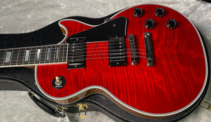 NEW! Gibson Dealer Select Custom Shop Les Paul Custom AAA Figured Flame Top - Transparent Red / Natural Back - Authorized Dealer - WOW! 9.5 lbs - G07455