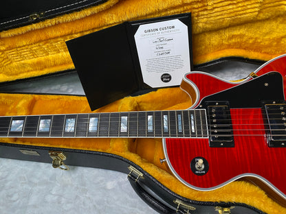 NEW! Gibson Dealer Select Custom Shop Les Paul Custom AAA Figured Flame Top - Transparent Red / Natural Back - Authorized Dealer - WOW! 9.5 lbs - G07455