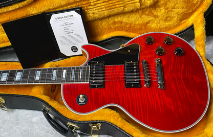 NEW! Gibson Dealer Select Custom Shop Les Paul Custom AAA Figured Flame Top - Transparent Red / Natural Back - Authorized Dealer - WOW! 9.5 lbs - G07455