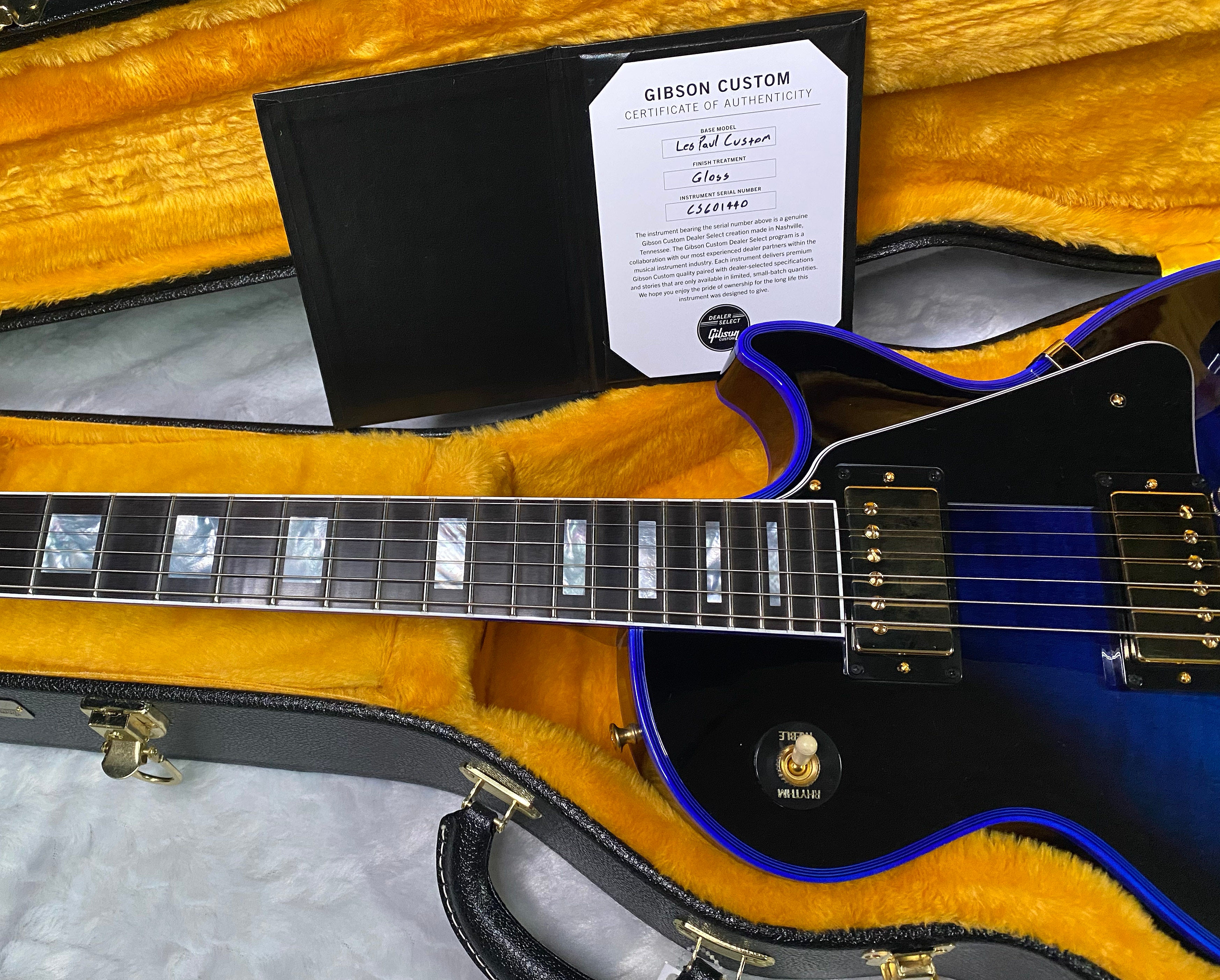NEW! Gibson Dealer Select Custom Shop Les Paul Custom Blue Widow AAA Figured Flame Top - Authorized Dealer - 10.2lbs - G07460