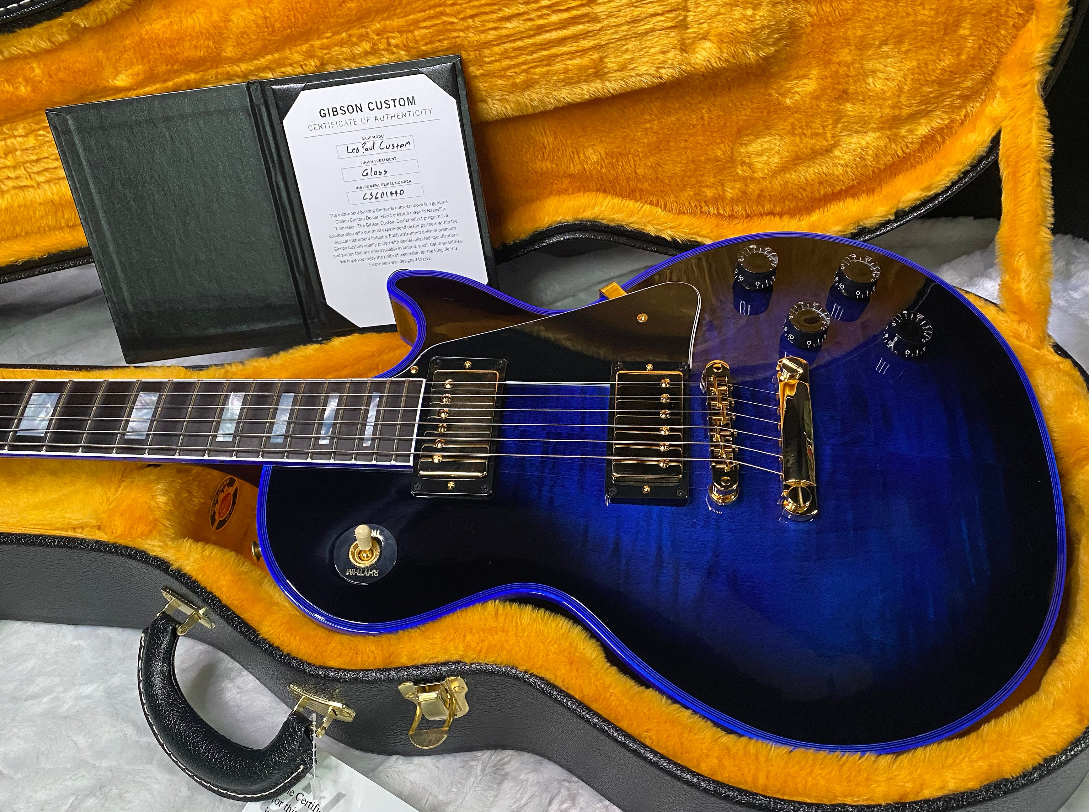 NEW! Gibson Dealer Select Custom Shop Les Paul Custom Blue Widow AAA Figured Flame Top - Authorized Dealer - 10.2lbs - G07460