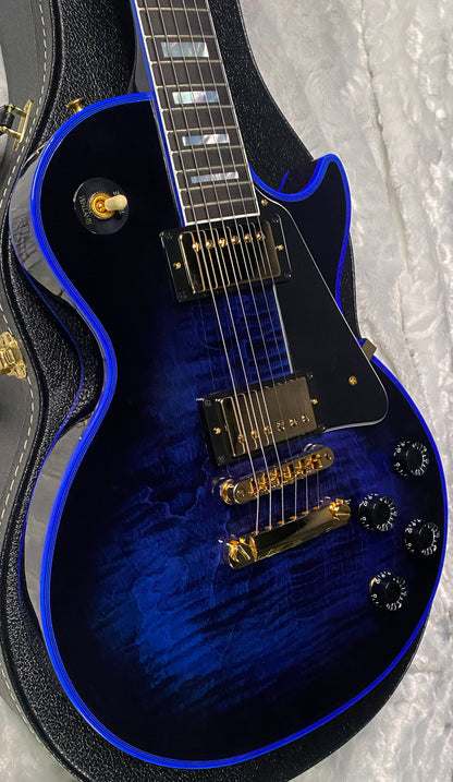 NEW! Gibson Dealer Select Custom Shop Les Paul Custom Blue Widow AAA Figured Flame Top - Authorized Dealer - 9.7 lbs - G07454