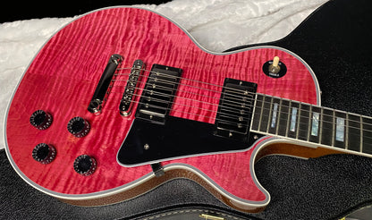 NEW! Gibson Dealer Select Custom Shop Les Paul Custom AAA Super Curly Figured Top - Transparent Pink - Authorized Dealer - WOW! 8.8 lbs - G07451